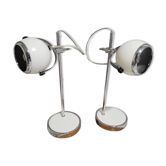 Lampes eye ball blanche et métal chromé