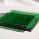 Set of 4 small square green glass plates/bowls