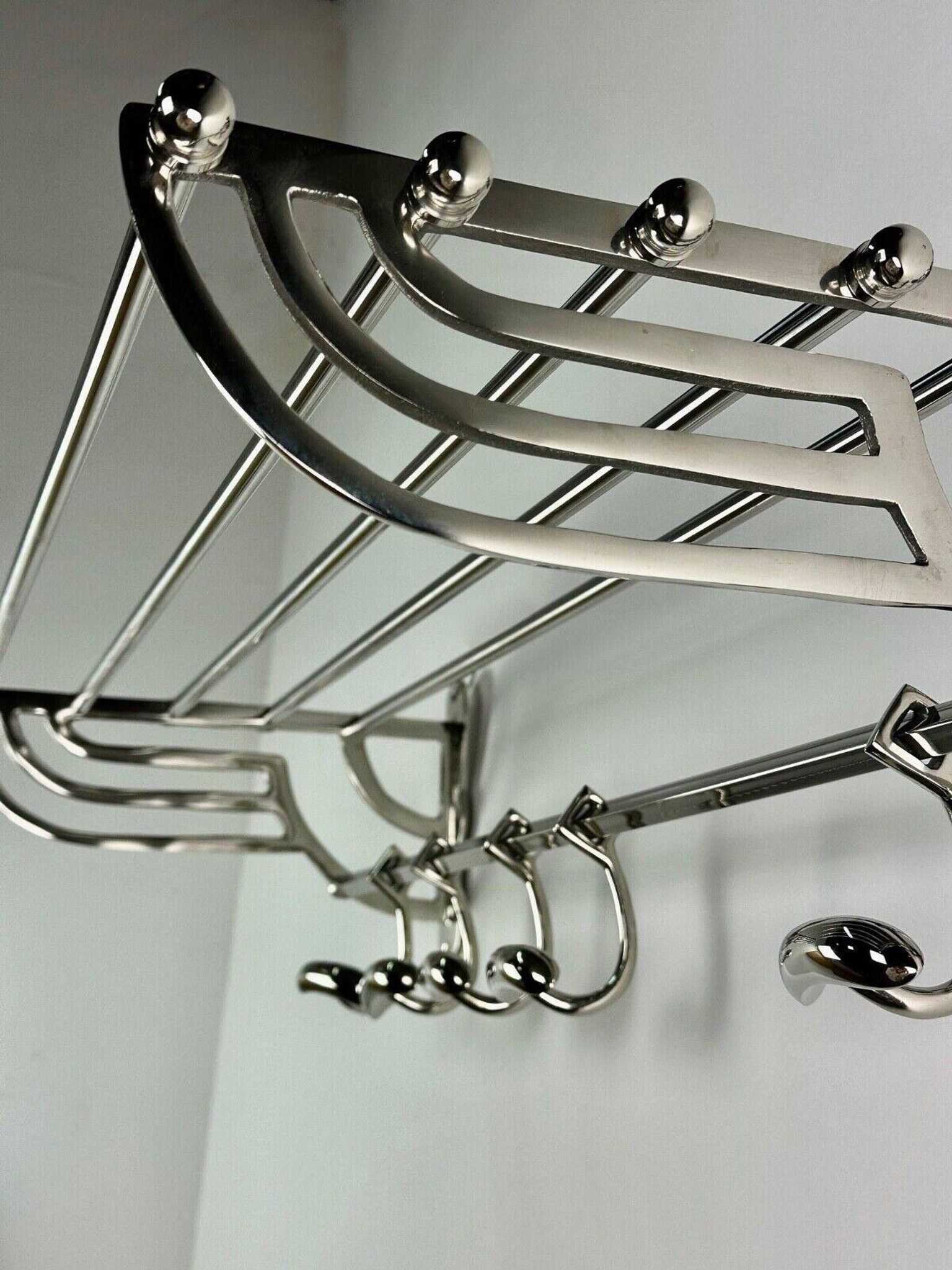 Hotel coat rack in shiny chrome aluminum long 79cm