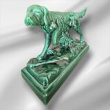 Grande sculpture de setter irlandais en porcelaine de collection Art déco
