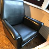 Vintage 60's armchair in black skai.