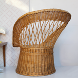Rattan armchair back fan