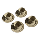 Set of 4 vintage speckled beige stoneware coffee cups.