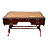 English mahogany double-sided desk with extension.