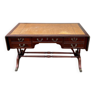 English mahogany double-sided desk with extension.
