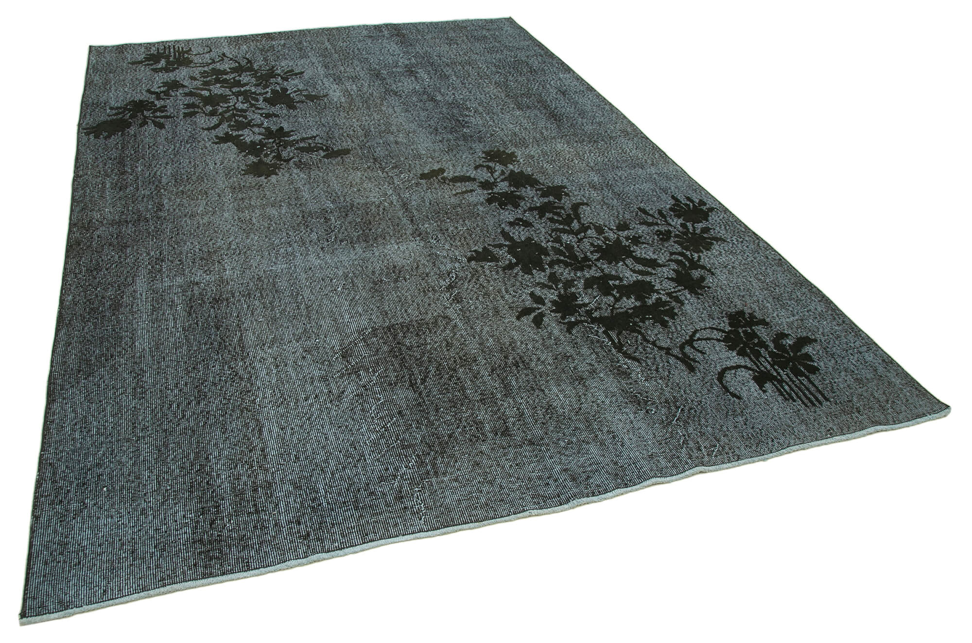 Hand-knotted bohemian turkish 1970s 213 cm x 305 cm black rug