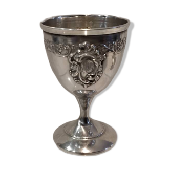 Silver egg cup Minerva 950 rocaille style engraved TL? Silversmith Gruyer