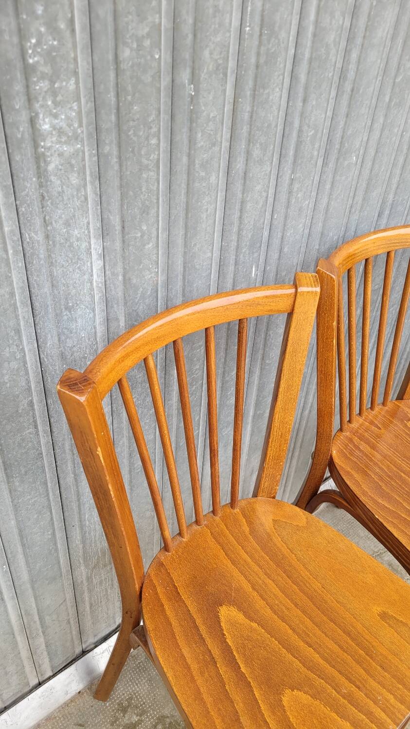 Set of 5 antique signed Baumann bistro chairs