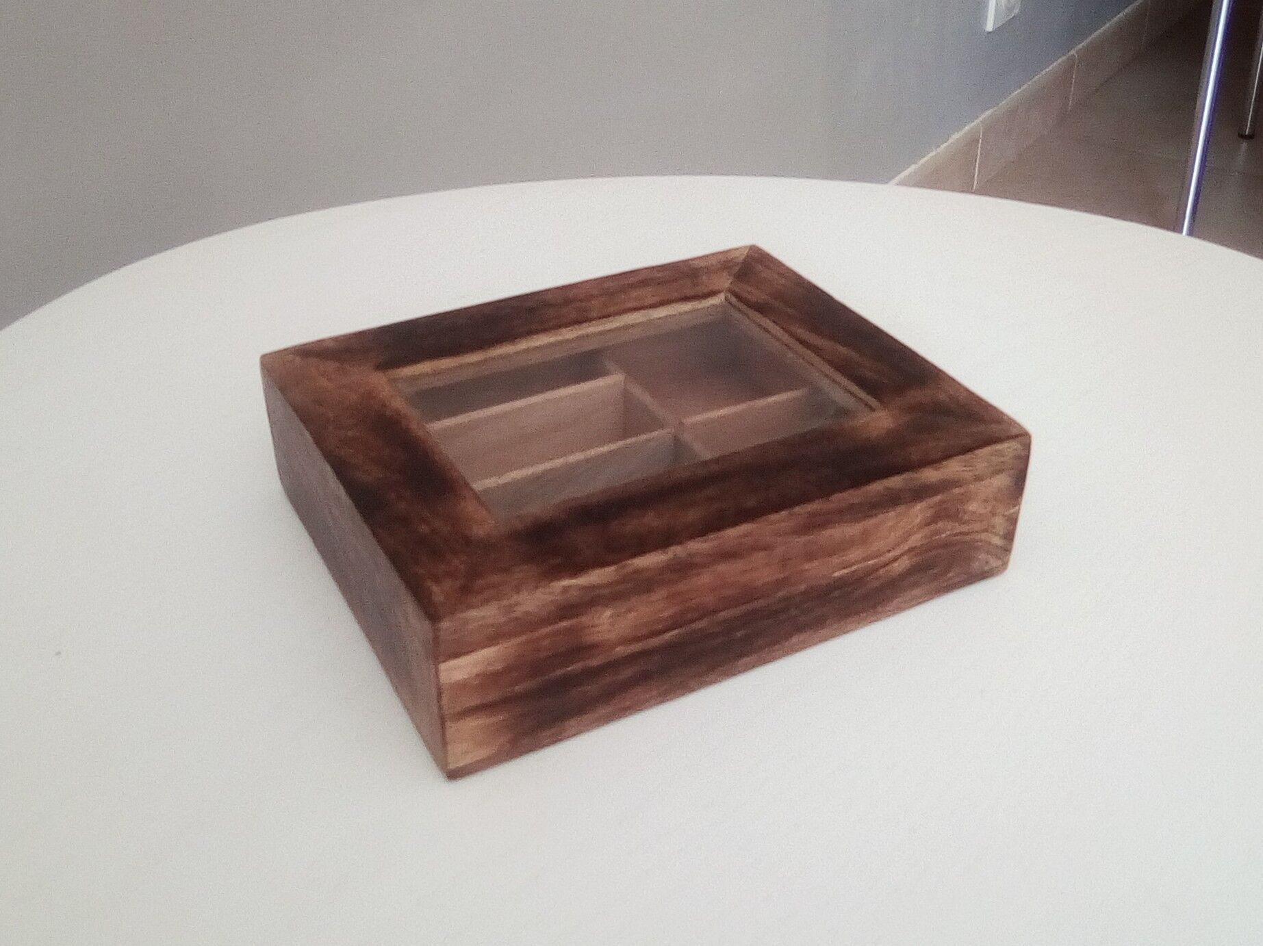 Vintage glass wooden box
