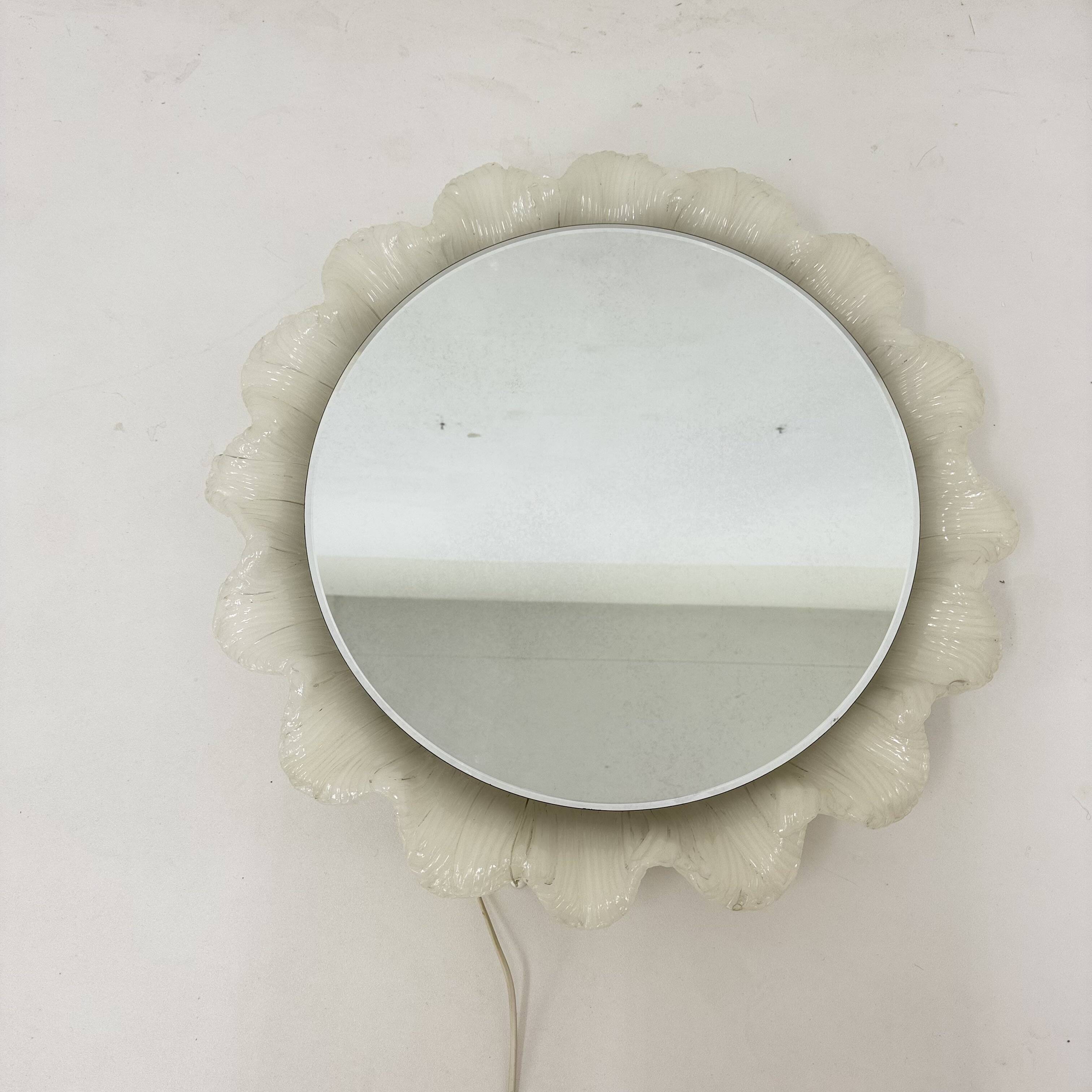 Vintage Lucite wall mirror with backlight , 1970’s , Germany