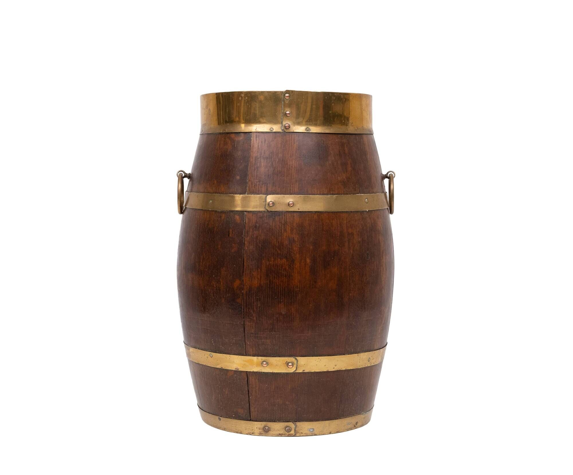 Antique Coopered Hallway Barrel, Dutch , Oak, Brass, Stick, Umbrella, Stand