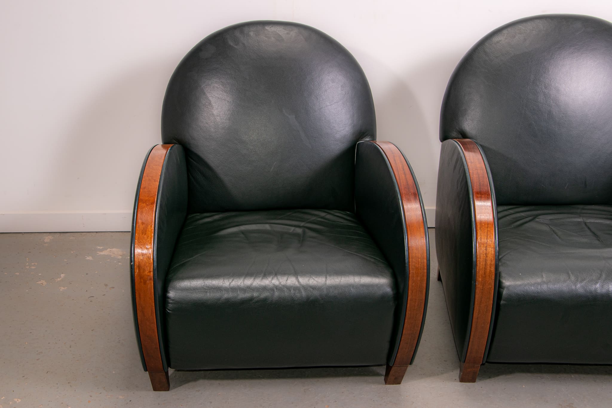 Pair of mid-century leather armchairs circa 1970 made in Belgium