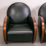 Pair of mid-century leather armchairs circa 1970 made in Belgium