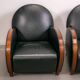 Pair of mid-century leather armchairs, circa 1970, made in Belgium.