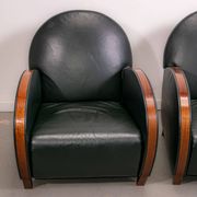 Pair of mid-century leather armchairs, circa 1970, made in Belgium.
