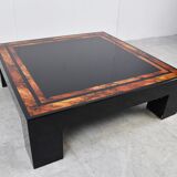 Vintage burl wooden coffee table, 1980s