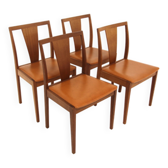 Set de 4 chaises scandinave en teck et skaï, Suède, 1960