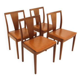 Set of 4 Scandinavian chairs in teak and skai, Sweden, 1960