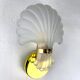 Art Deco shell wall sconce, white frosted glass, France 1970s