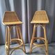 Pair of vintage stools in rattan & bamboo — 1950s