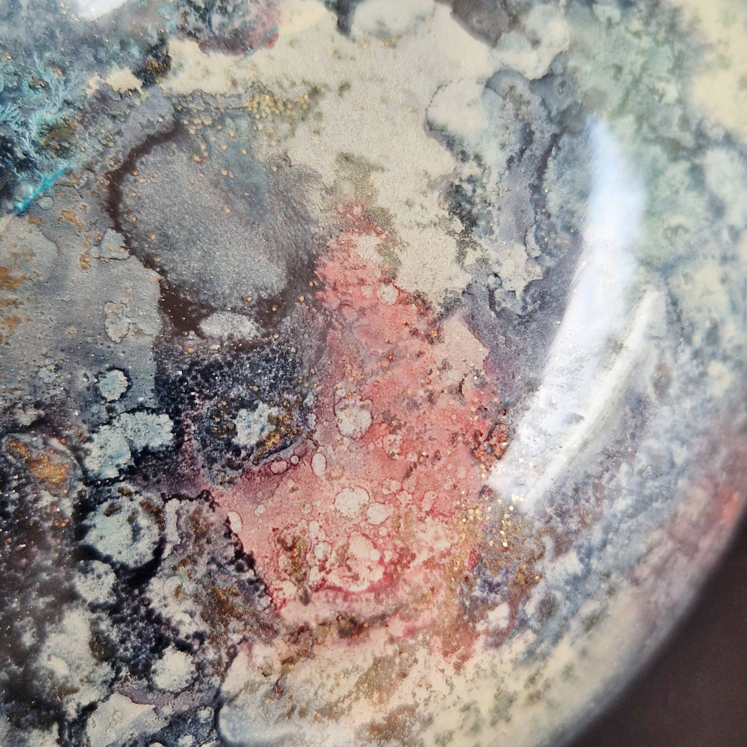 Laque line vase in églomisé glass, unique piece, handmade in france