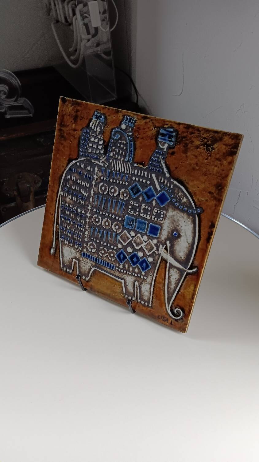 Ceramic plaque series Unik, Elephant by Lisa Larson - Gustavsberg