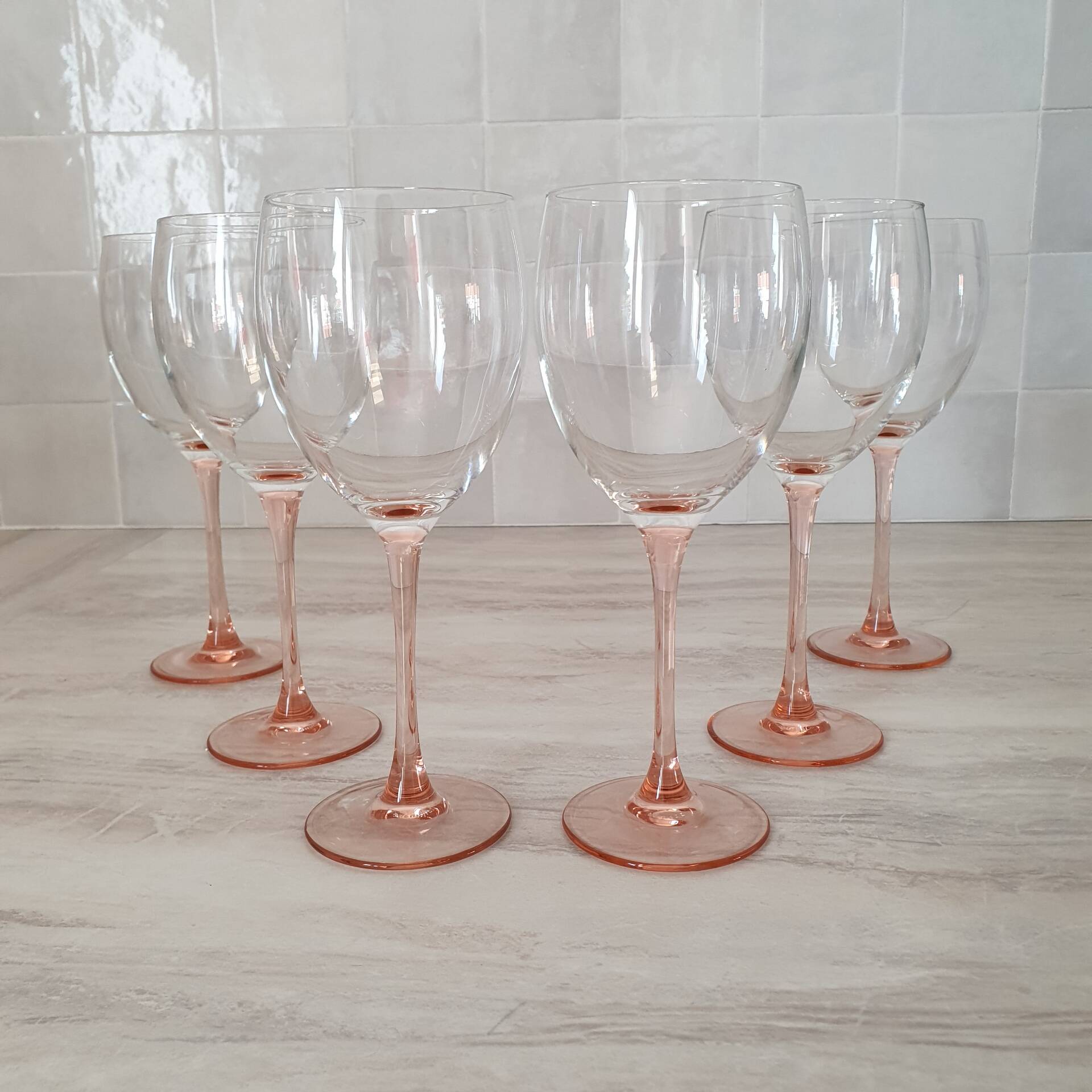 6 Verres à Eau ou Vin / verre à pied Rose par Luminarc