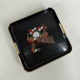 Vintage plastic tea tray  Peacock design