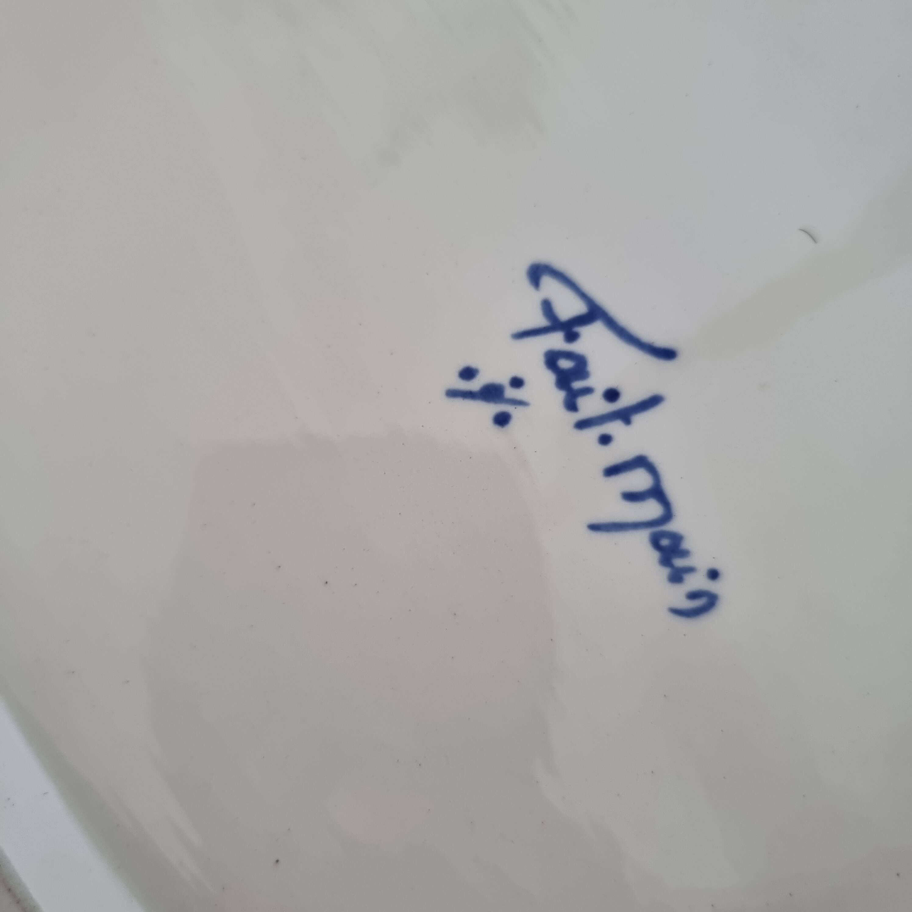 Vintage Rouen porcelain soup tureen with underplate, hand-painted