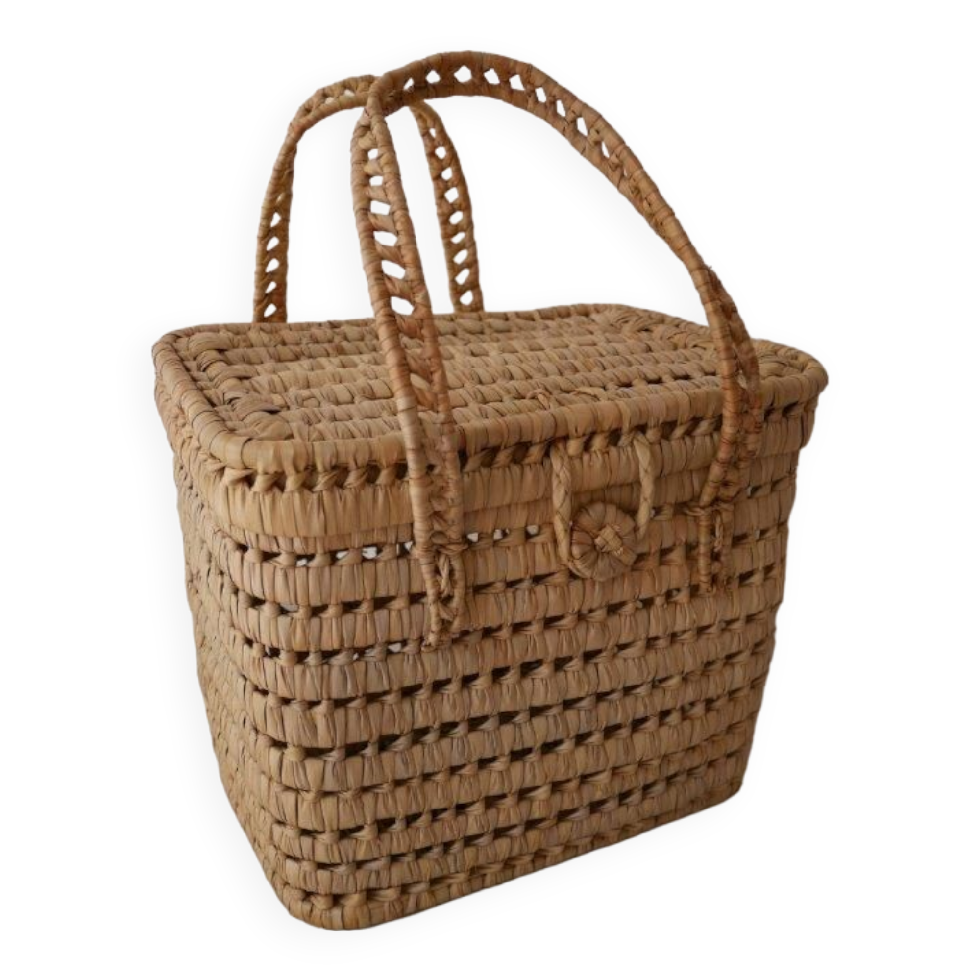 Basket made of woven palm leaves