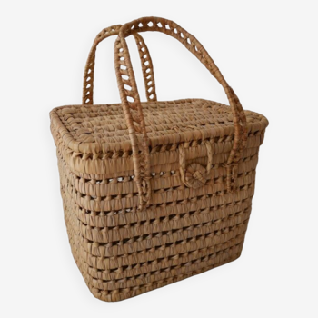 Basket made of woven palm leaves