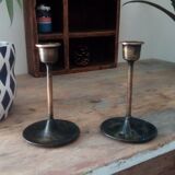 Pair of vintage Scandinavian brass candlesticks