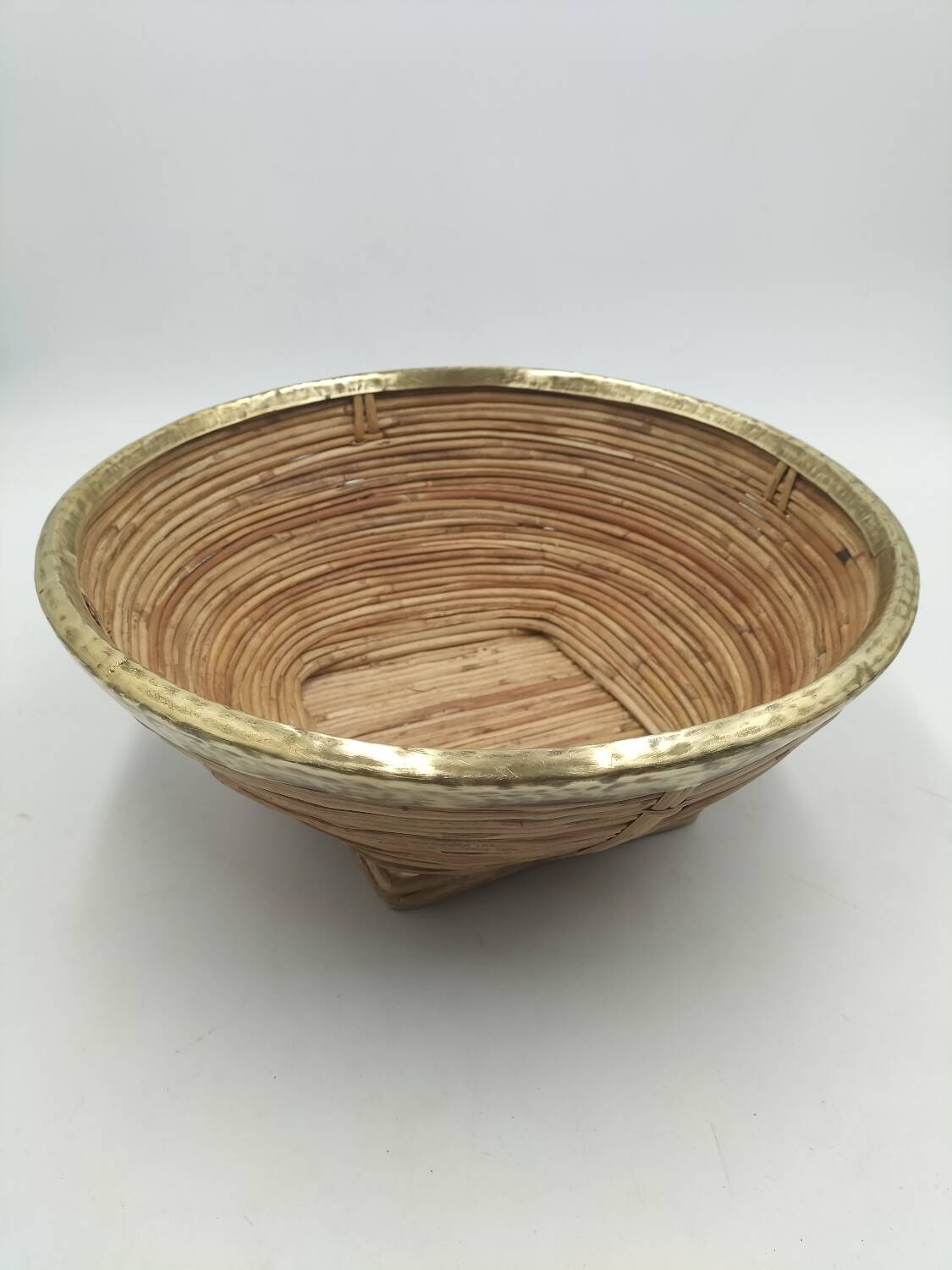 Rattan and brass basket