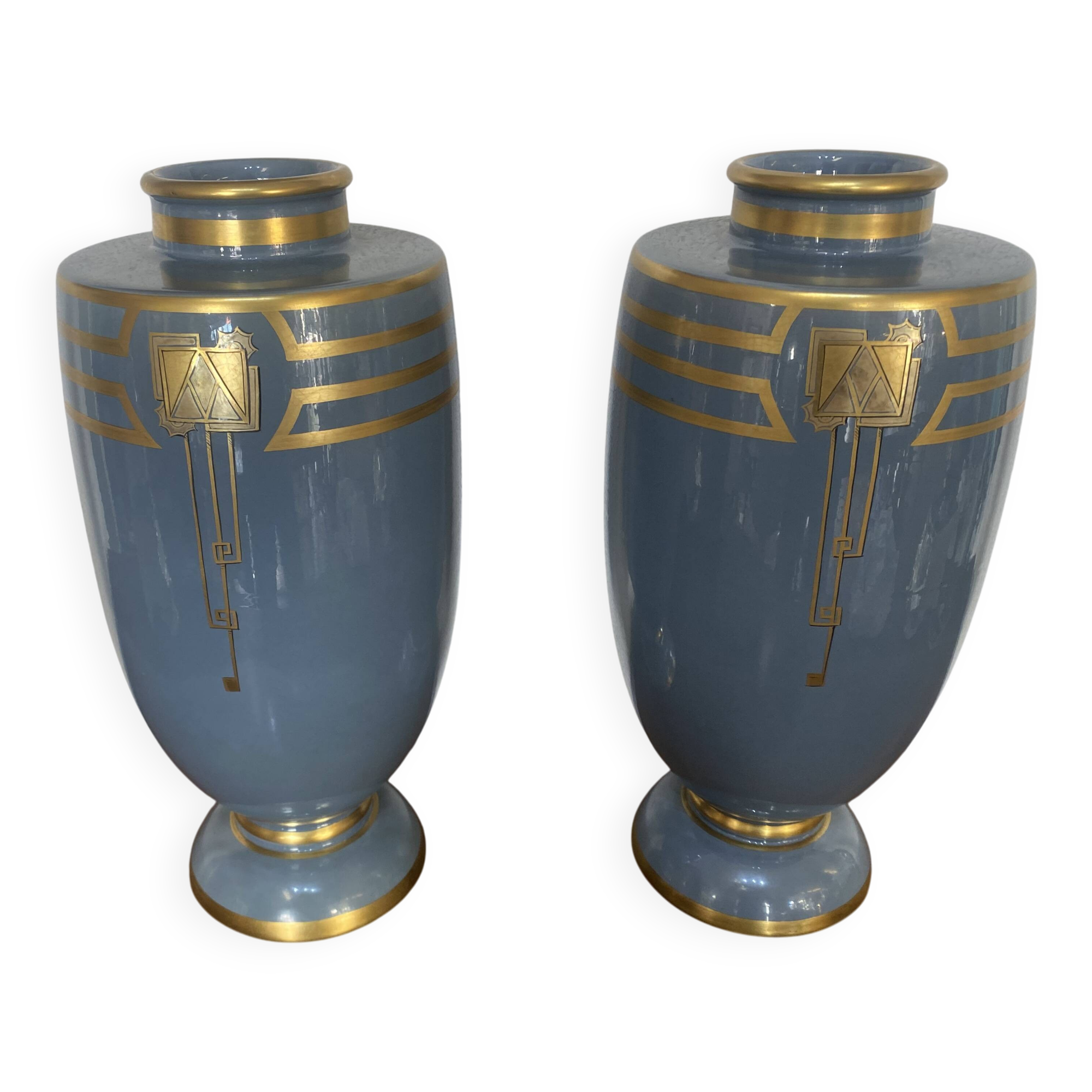 Paire de vases Art Déco signé Pinon Heuzé