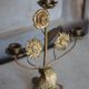Brass candelabra with flowers, 3 candlesticks, church candle holder