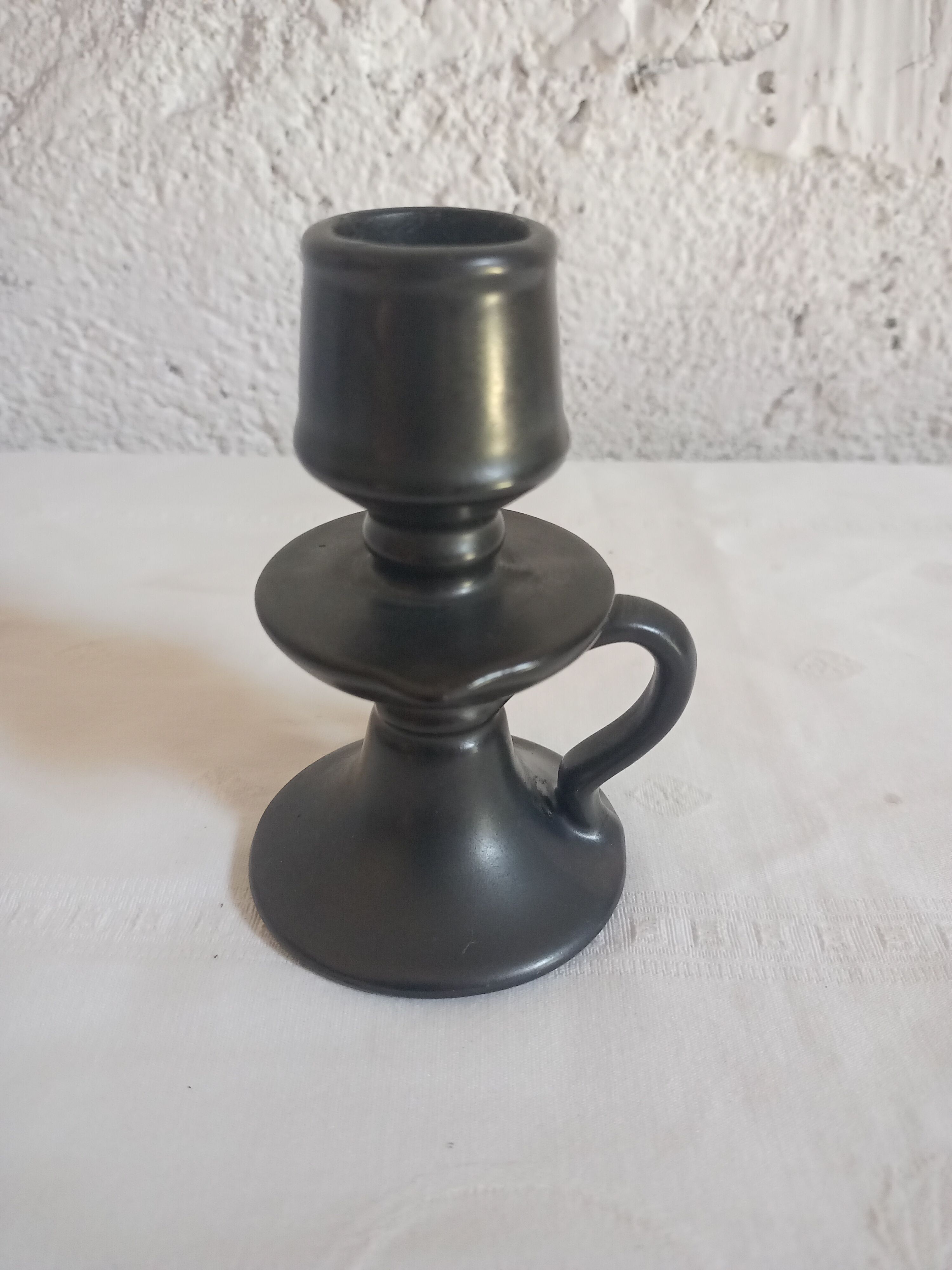 Black ceramic candle holder