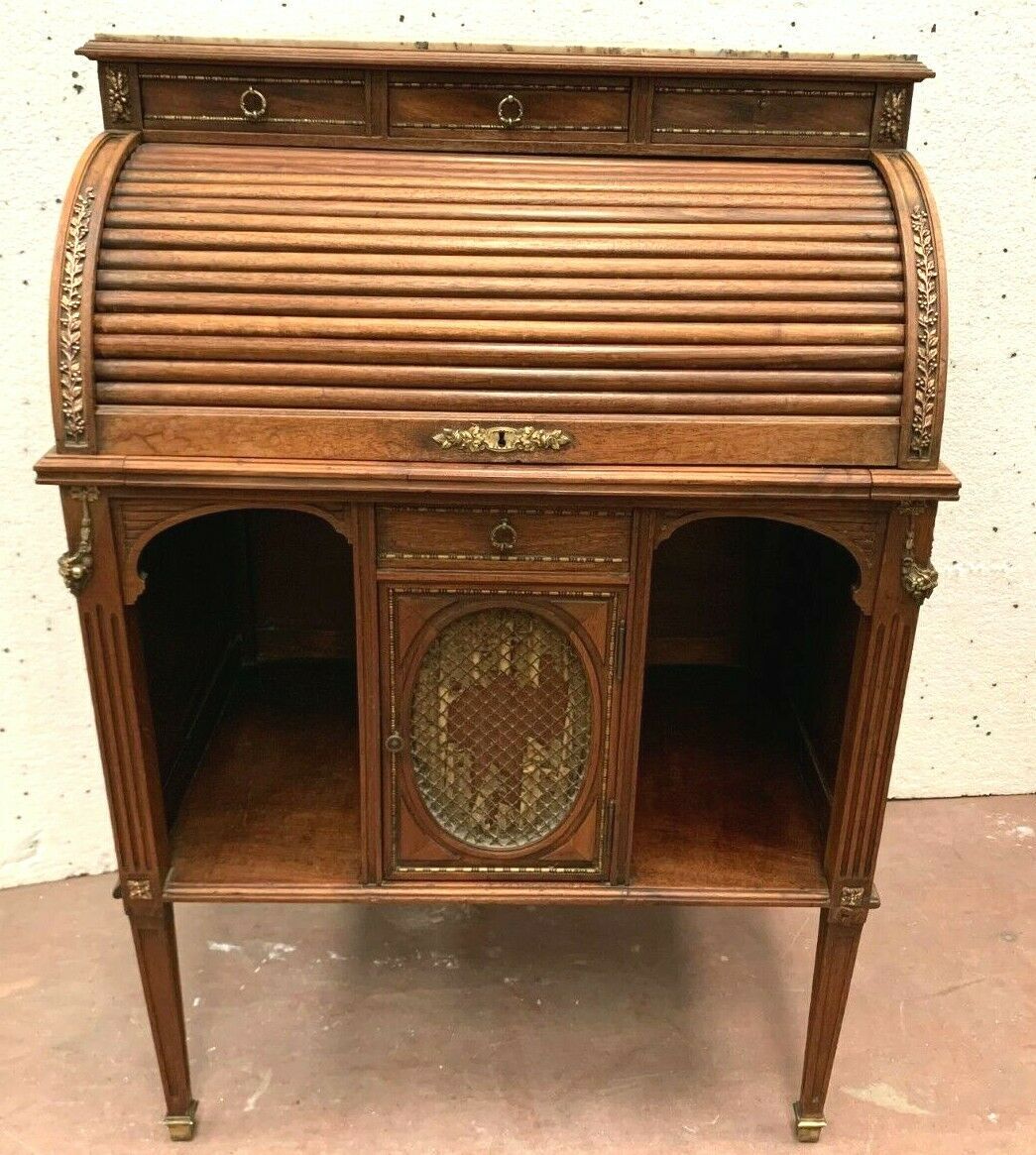 20th century walnut cylinder lady's desk
