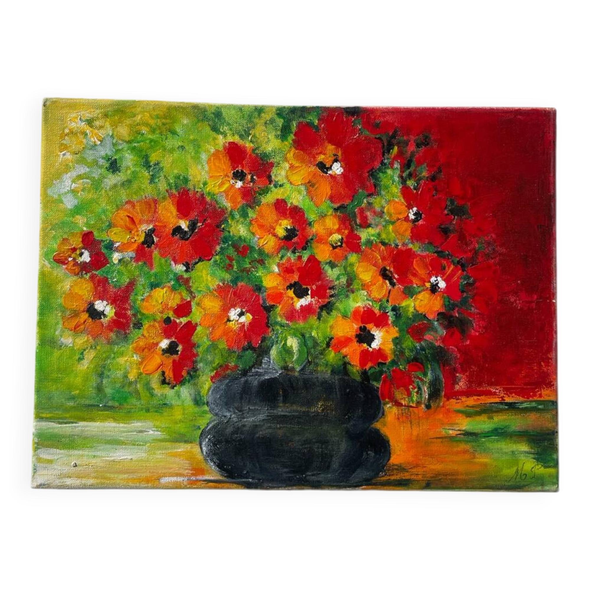 Bouquet de fleurs huile sur toile tableau