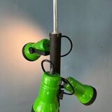 Vintage rod ceiling light with three green spotlights
