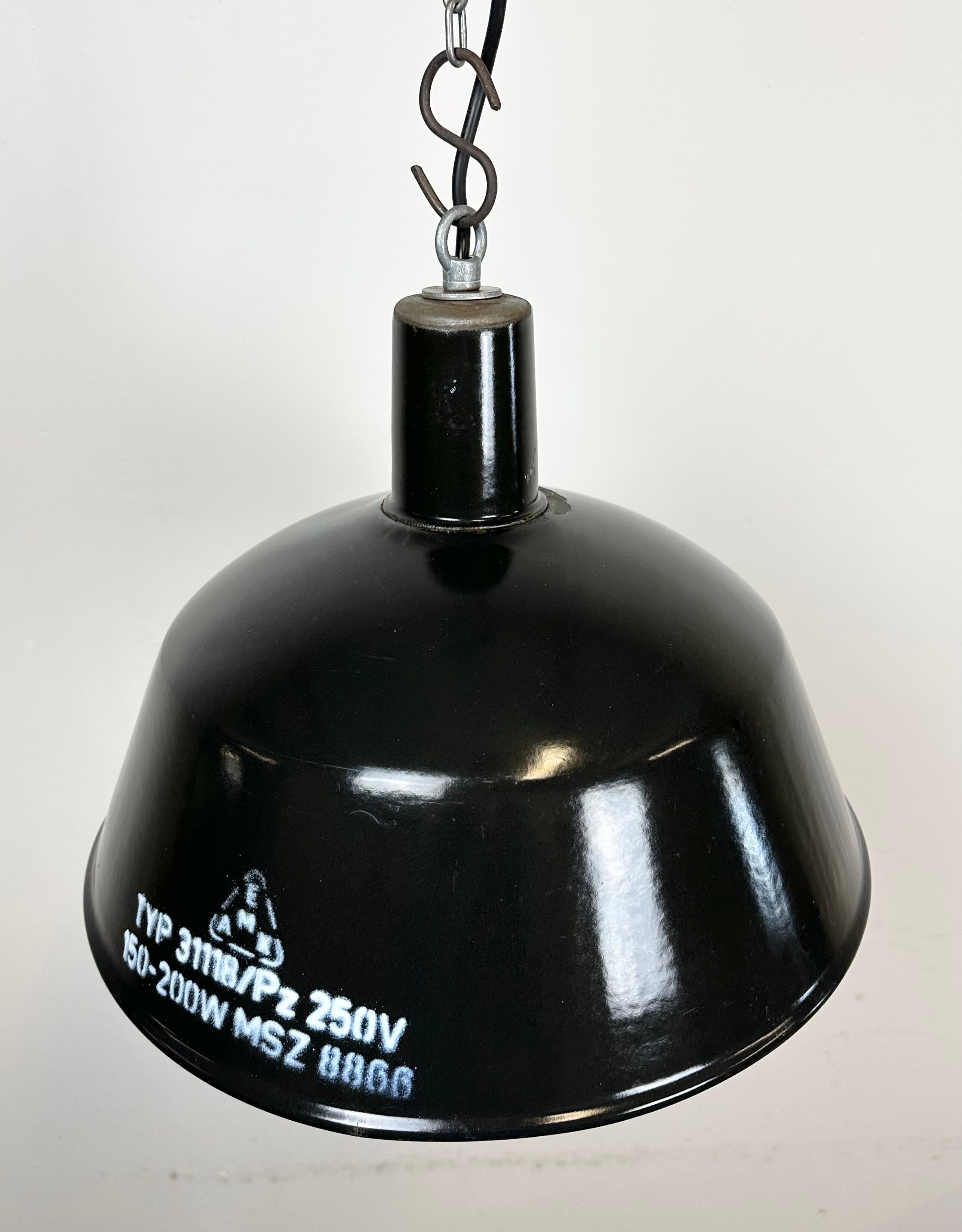 Industrial black enamel pendant lamp from emax, 1960s