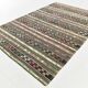 Tapis kilim bohème marron 7x10, motif ethnique, 202x304 cm