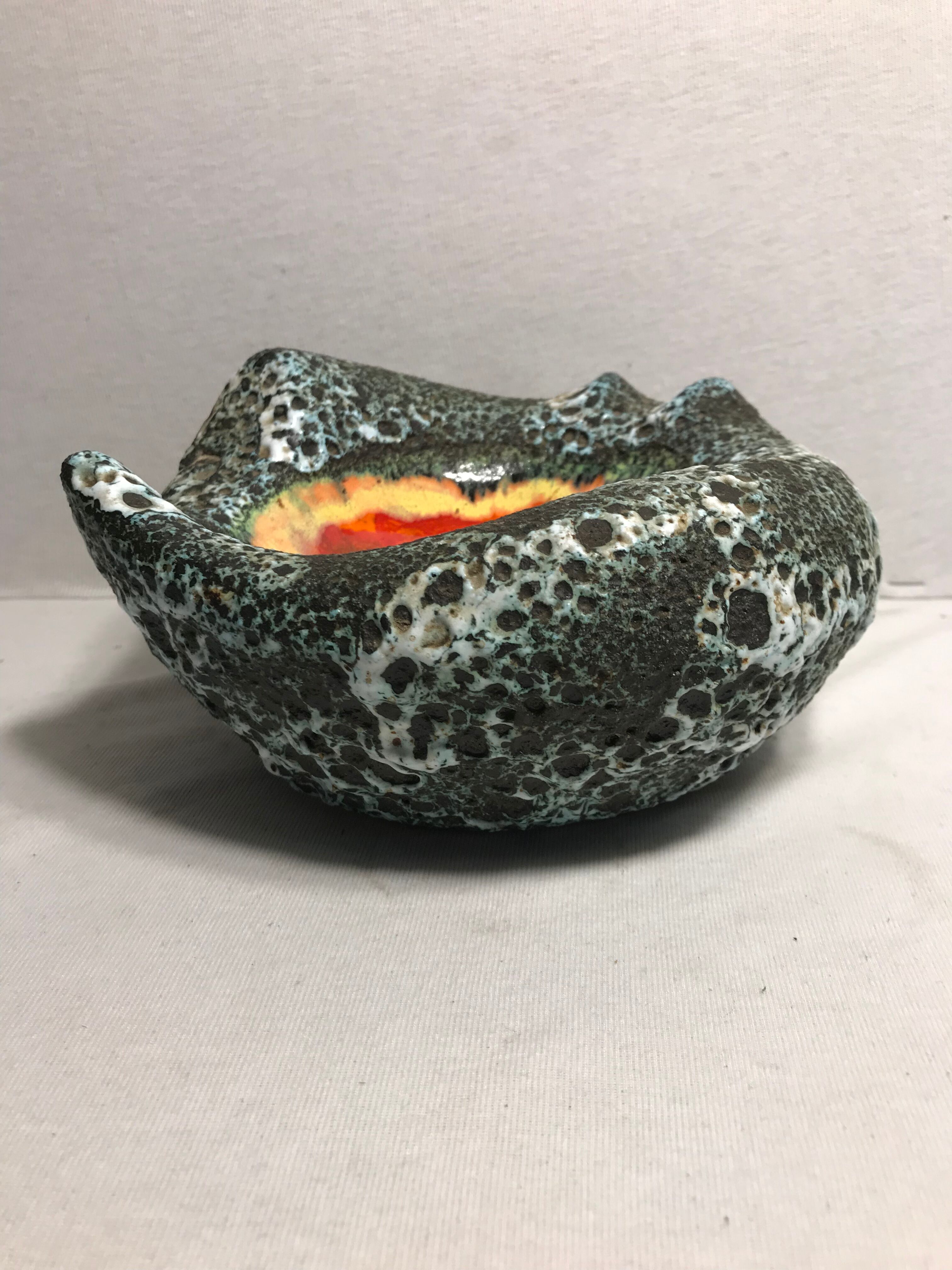 Old glazed ceramic ashtray + Wilts multicolor large model Vintage