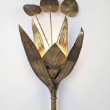 Brass Floral Leaf Wall Sconce, Hollywood Regency Style, 1960s