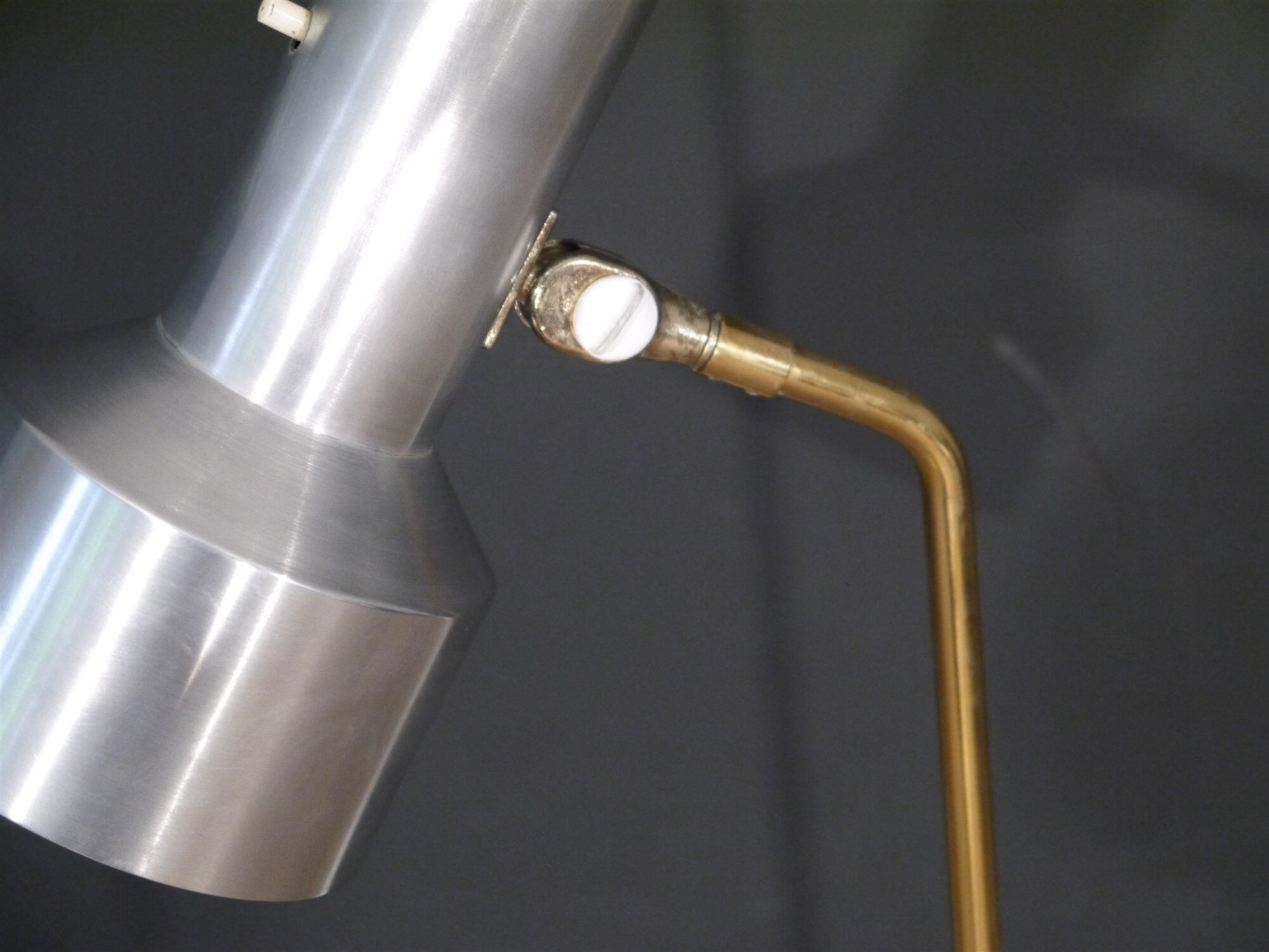 Vintage brass and brushed aluminum floor lamp