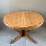 Table scandinave ronde vintage à pied central étoile extensible, éditée par baumann