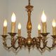 French Vintage Traditional Bronze 6 Light Chandelier Acanthus Leaf Detail 4565
