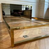 Belgo Chrom bed in gold metal and bronze mirrored headboard, 1970