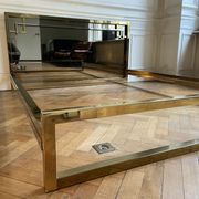 Belgo Chrom bed in gold metal and bronze mirrored headboard, 1970