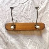 Vintage wooden wall coat rack - double hook