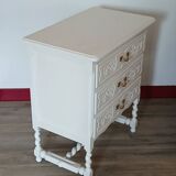 Small Vintage Louis XIII Style Chest of Drawers - Matt White & Twisted Legs